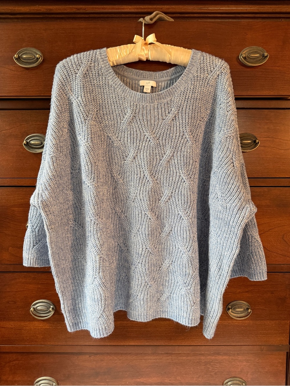 J. Jill Powder Blue Cable-Pattern Scoopneck Sweater